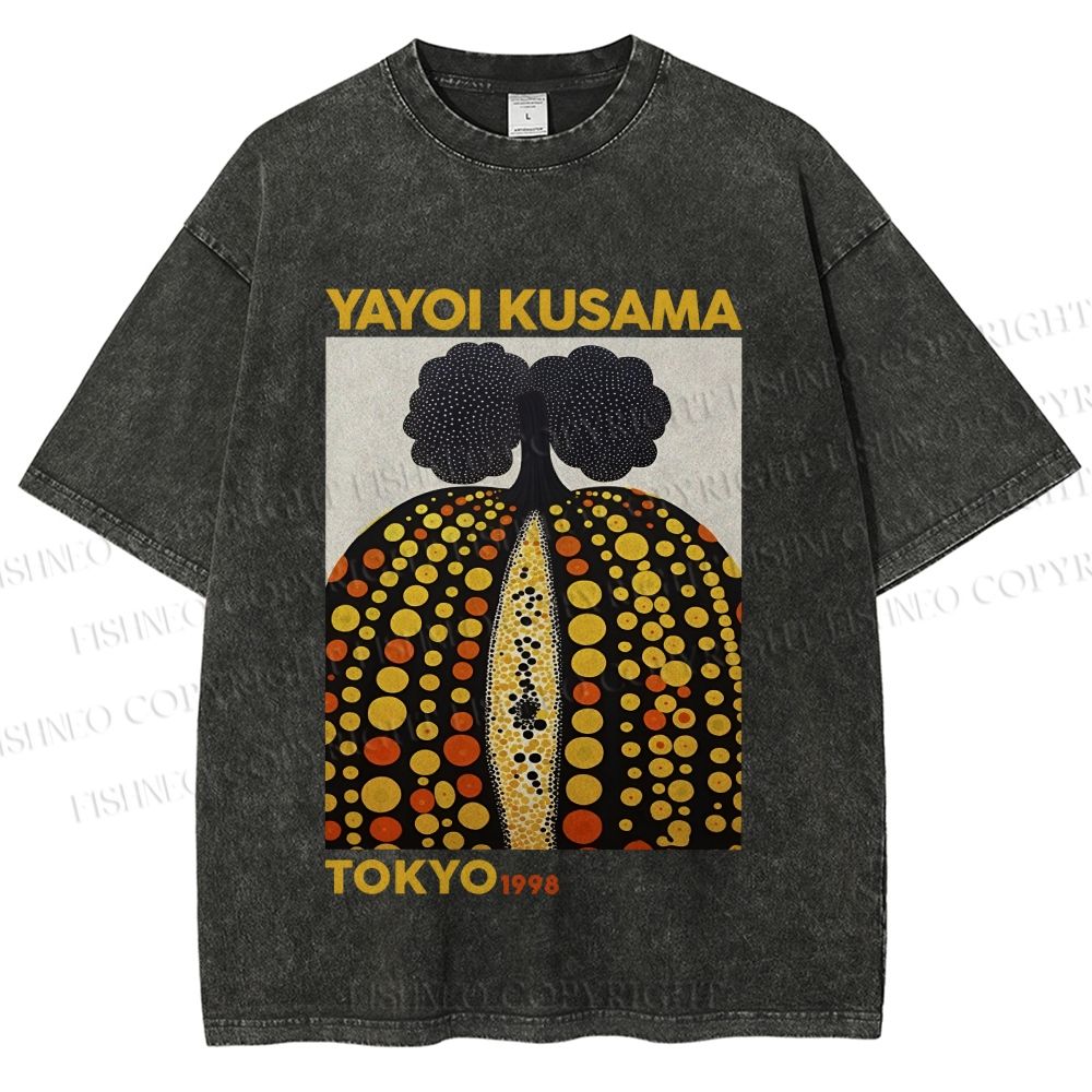 Unisex Yayoi Kusama Pumpkin Printed Washed Tee