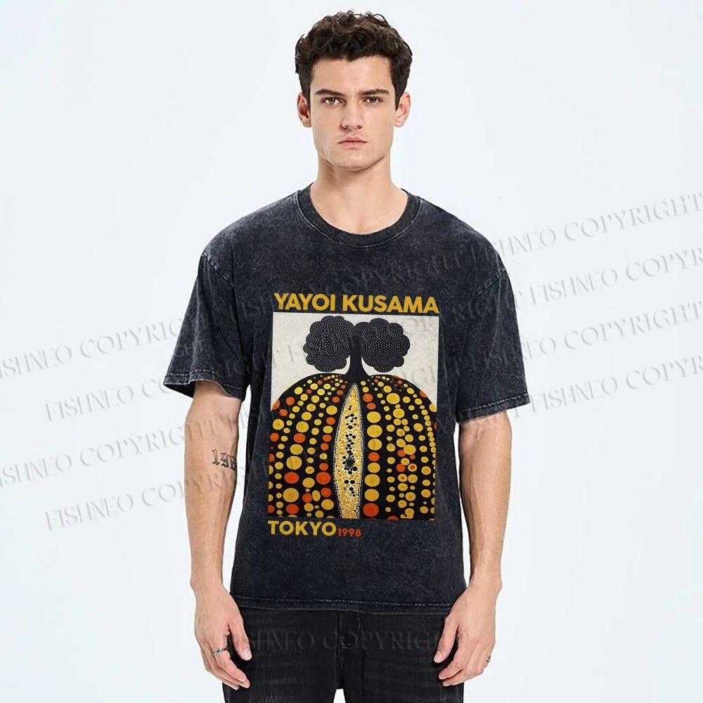 Unisex Yayoi Kusama Pumpkin Printed Washed Tee