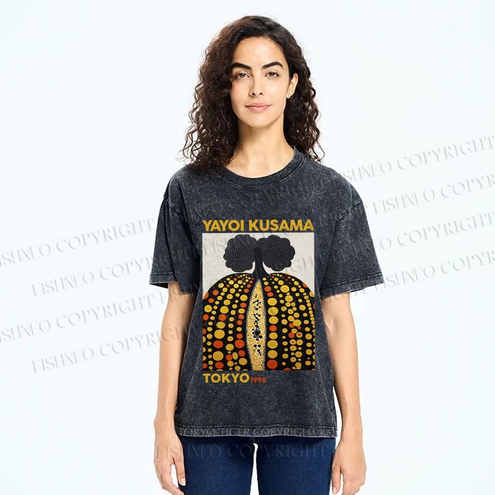 Unisex Yayoi Kusama Pumpkin Printed Washed Tee