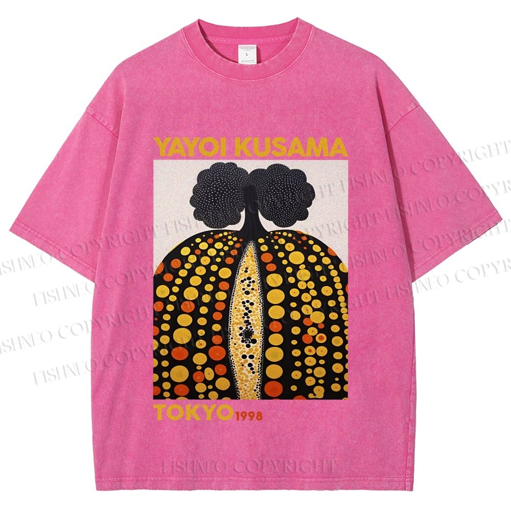 Unisex Yayoi Kusama Pumpkin Printed Washed Tee