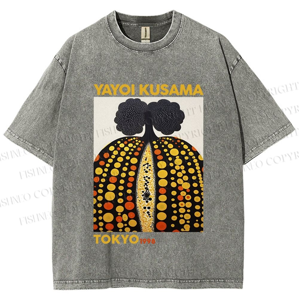 Unisex Yayoi Kusama Pumpkin Printed Washed Tee