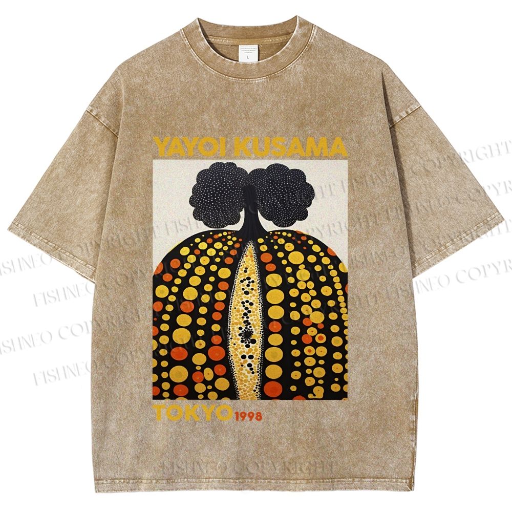 Unisex Yayoi Kusama Pumpkin Printed Washed Tee
