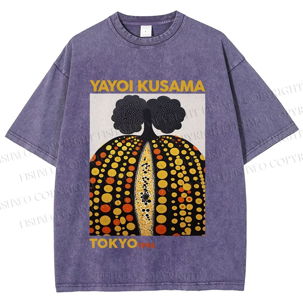 Unisex Yayoi Kusama Pumpkin Printed Washed Tee