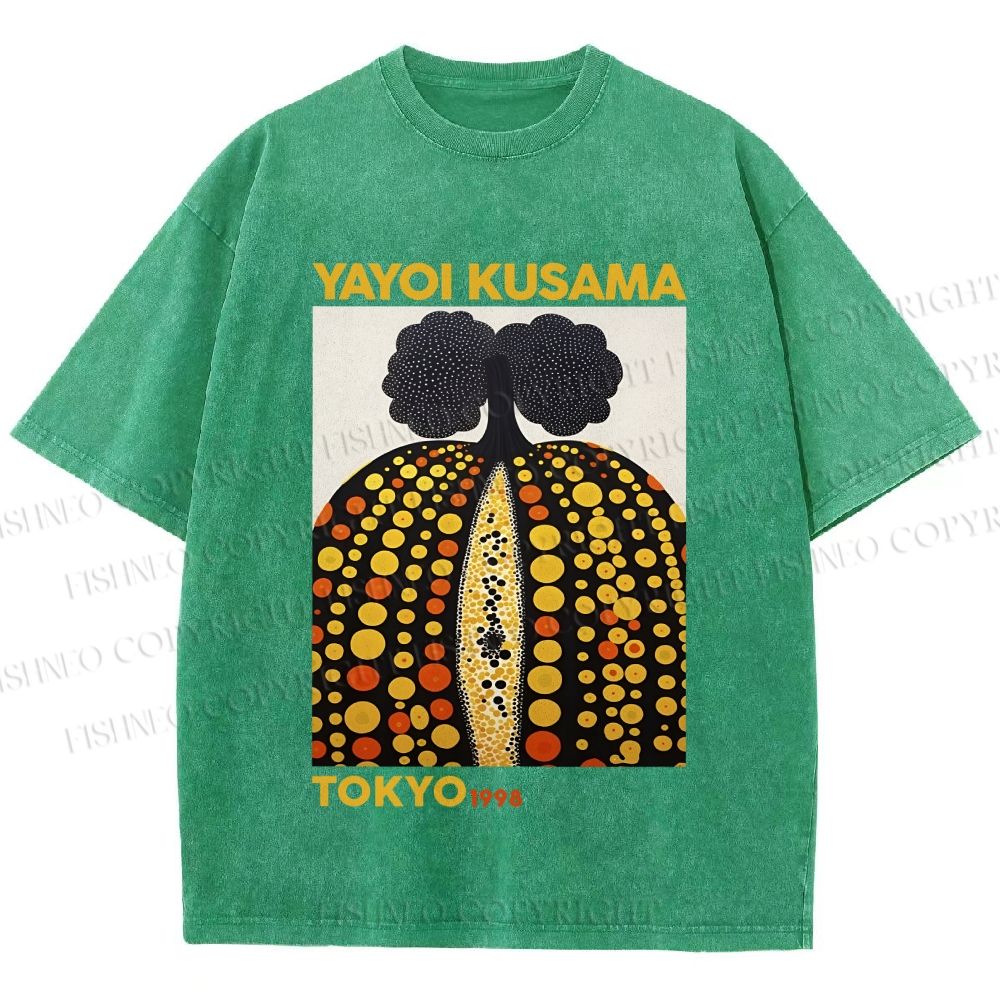 Unisex Yayoi Kusama Pumpkin Printed Washed Tee