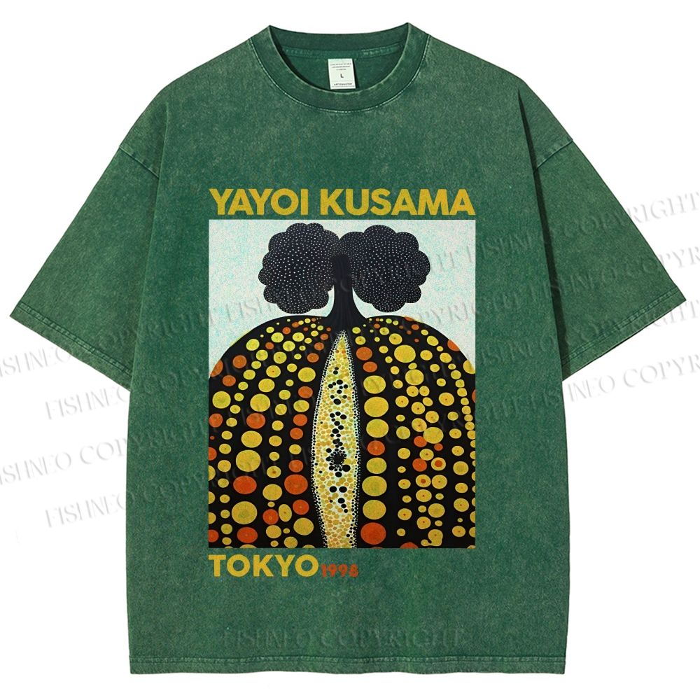 Unisex Yayoi Kusama Pumpkin Printed Washed Tee
