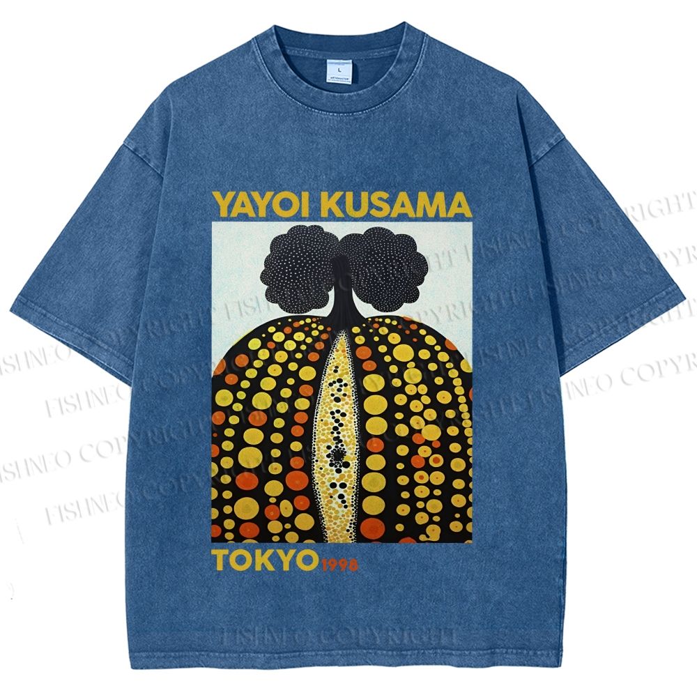 Unisex Yayoi Kusama Pumpkin Printed Washed Tee