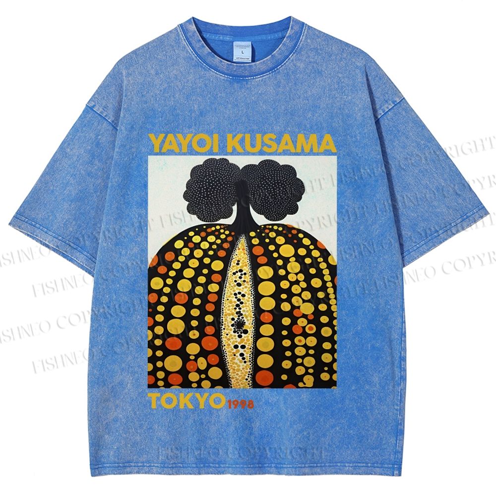 Unisex Yayoi Kusama Pumpkin Printed Washed Tee