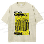 Unisex Yayoi Kusama Pumpkin Printed Washed Tee