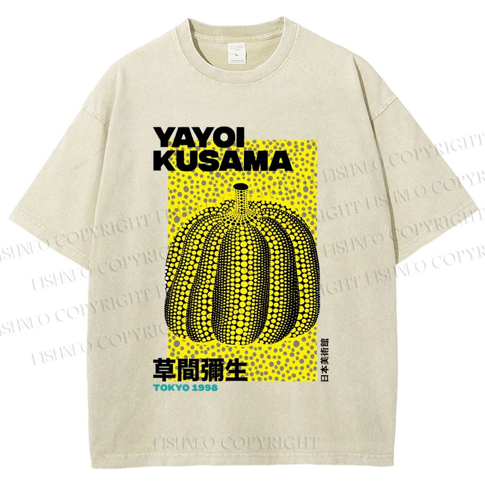 Unisex Yayoi Kusama Pumpkin Printed Washed Tee