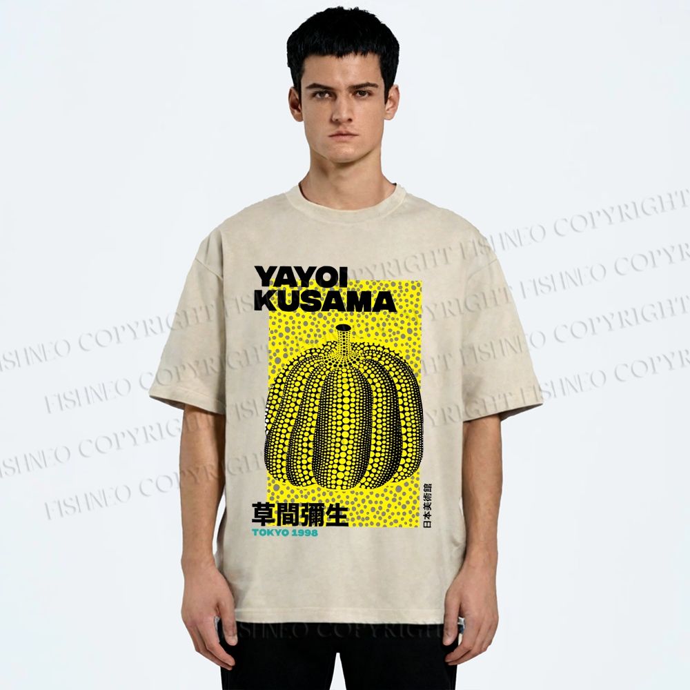 Unisex Yayoi Kusama Pumpkin Printed Washed Tee