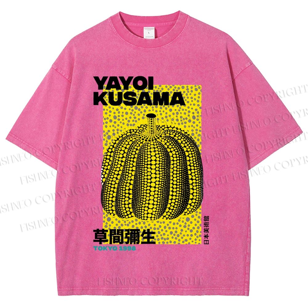 Unisex Yayoi Kusama Pumpkin Printed Washed Tee