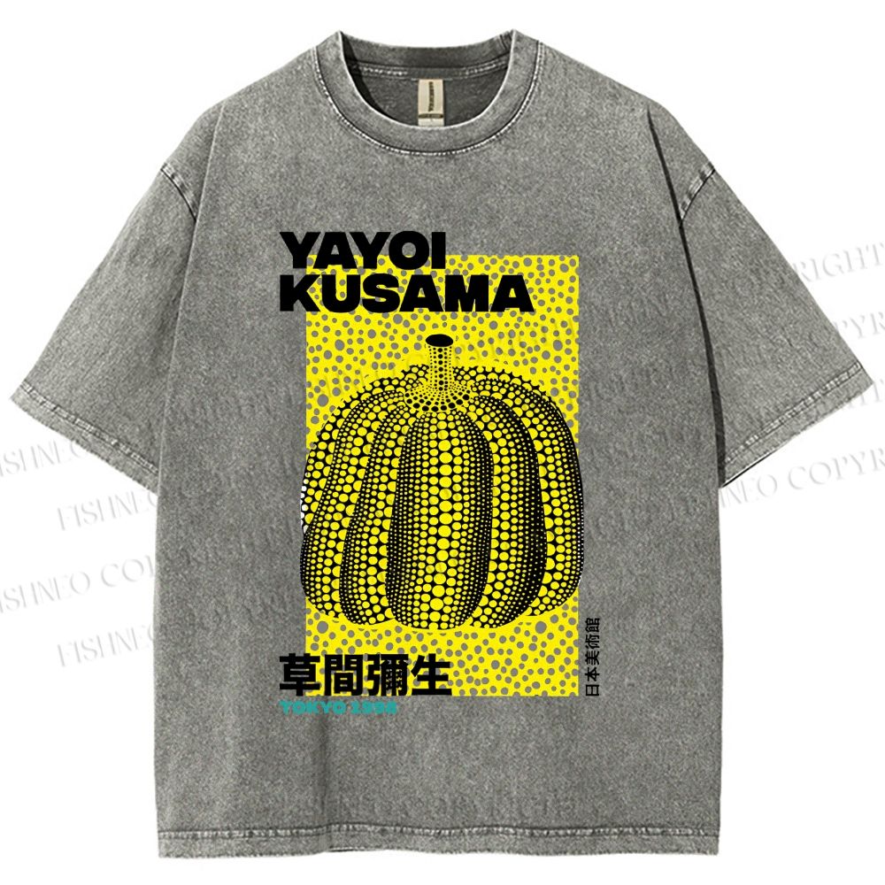 Unisex Yayoi Kusama Pumpkin Printed Washed Tee