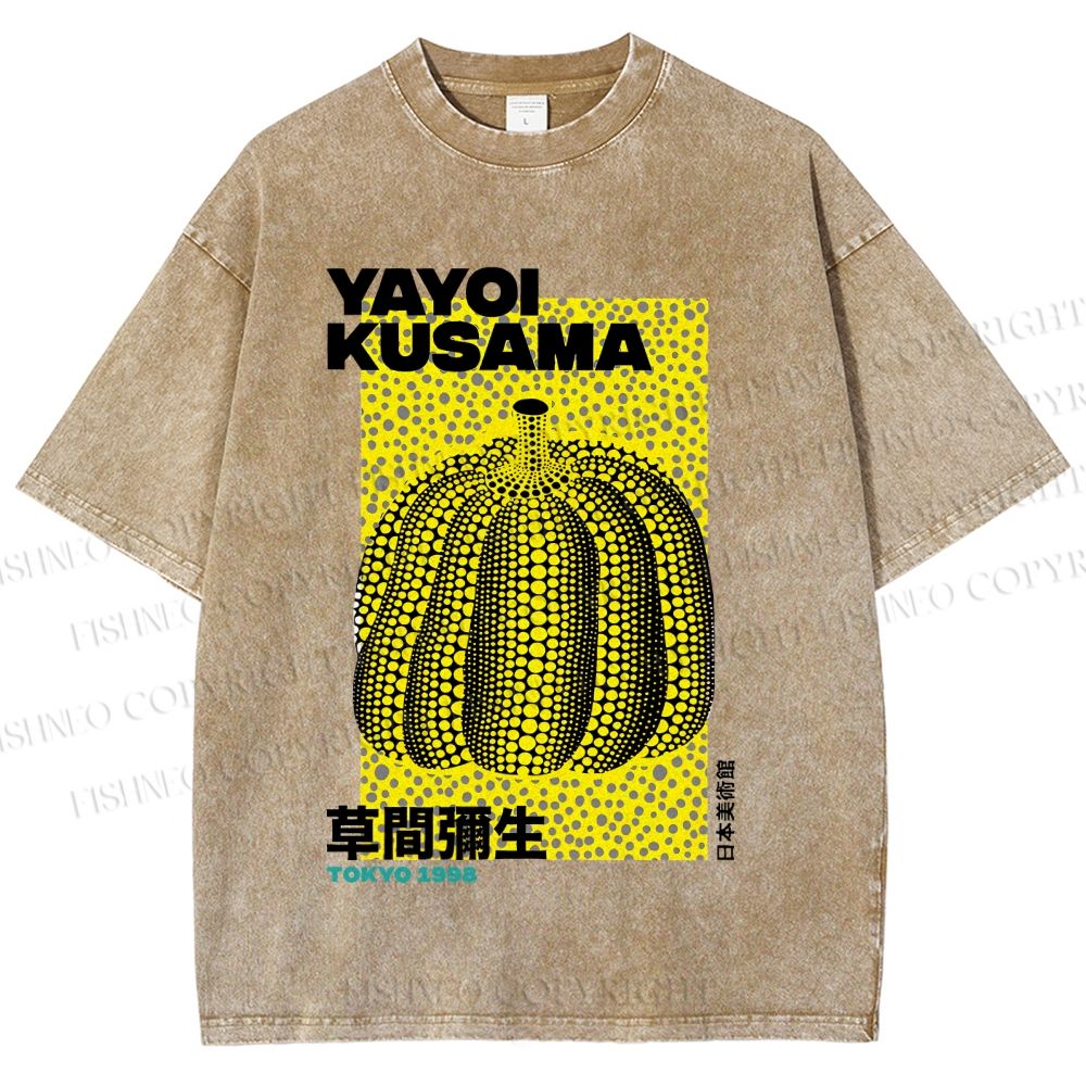 Unisex Yayoi Kusama Pumpkin Printed Washed Tee