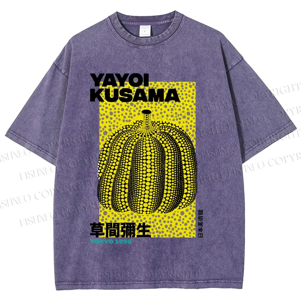 Unisex Yayoi Kusama Pumpkin Printed Washed Tee