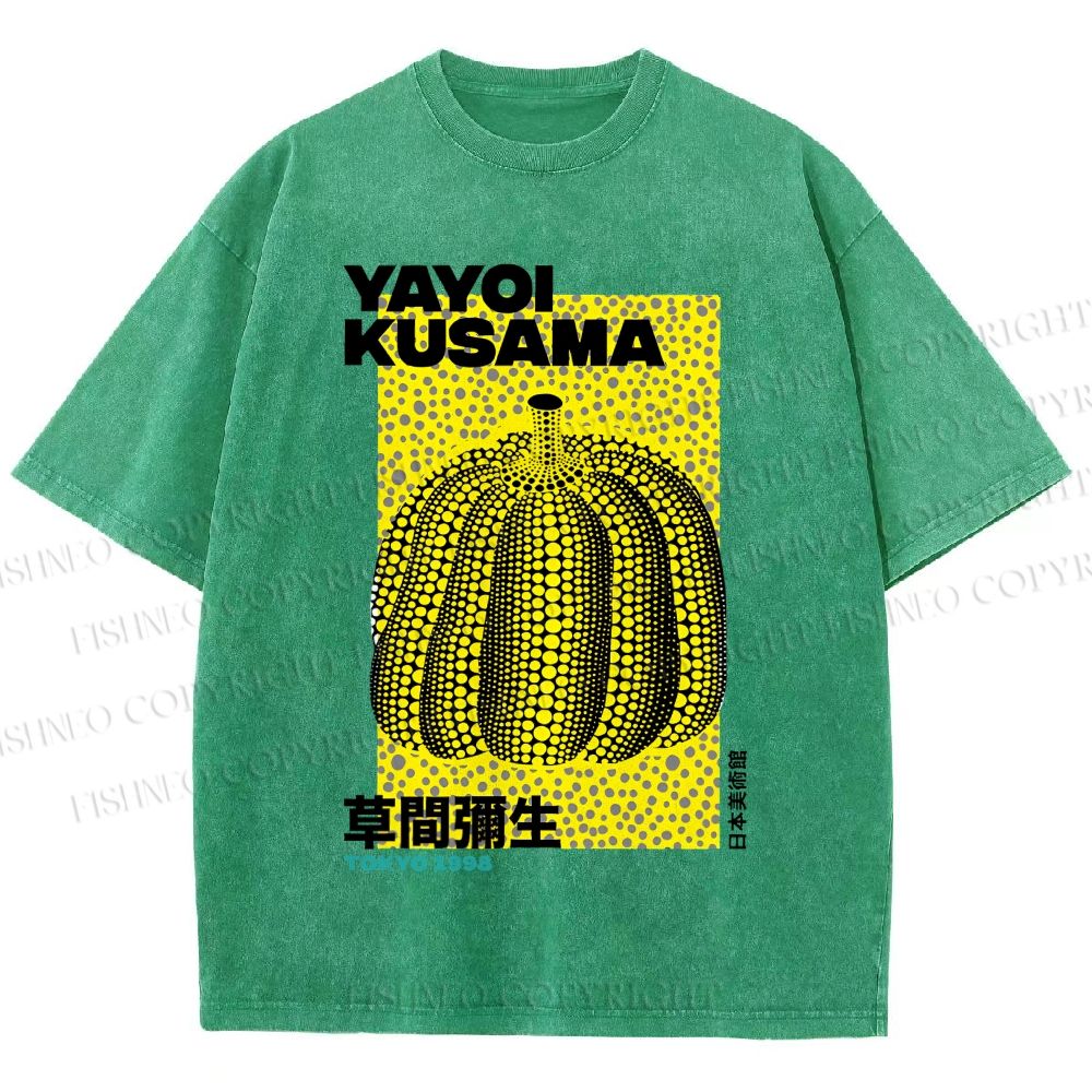 Unisex Yayoi Kusama Pumpkin Printed Washed Tee