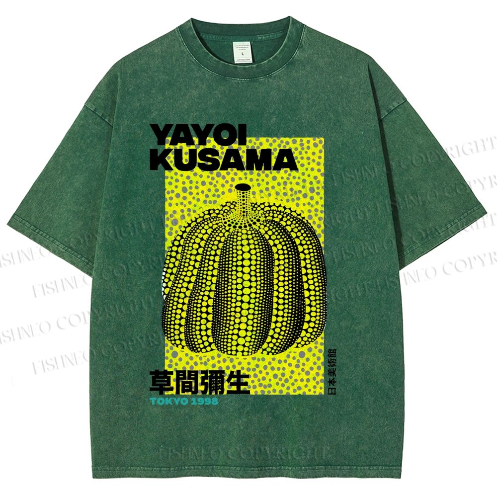 Unisex Yayoi Kusama Pumpkin Printed Washed Tee