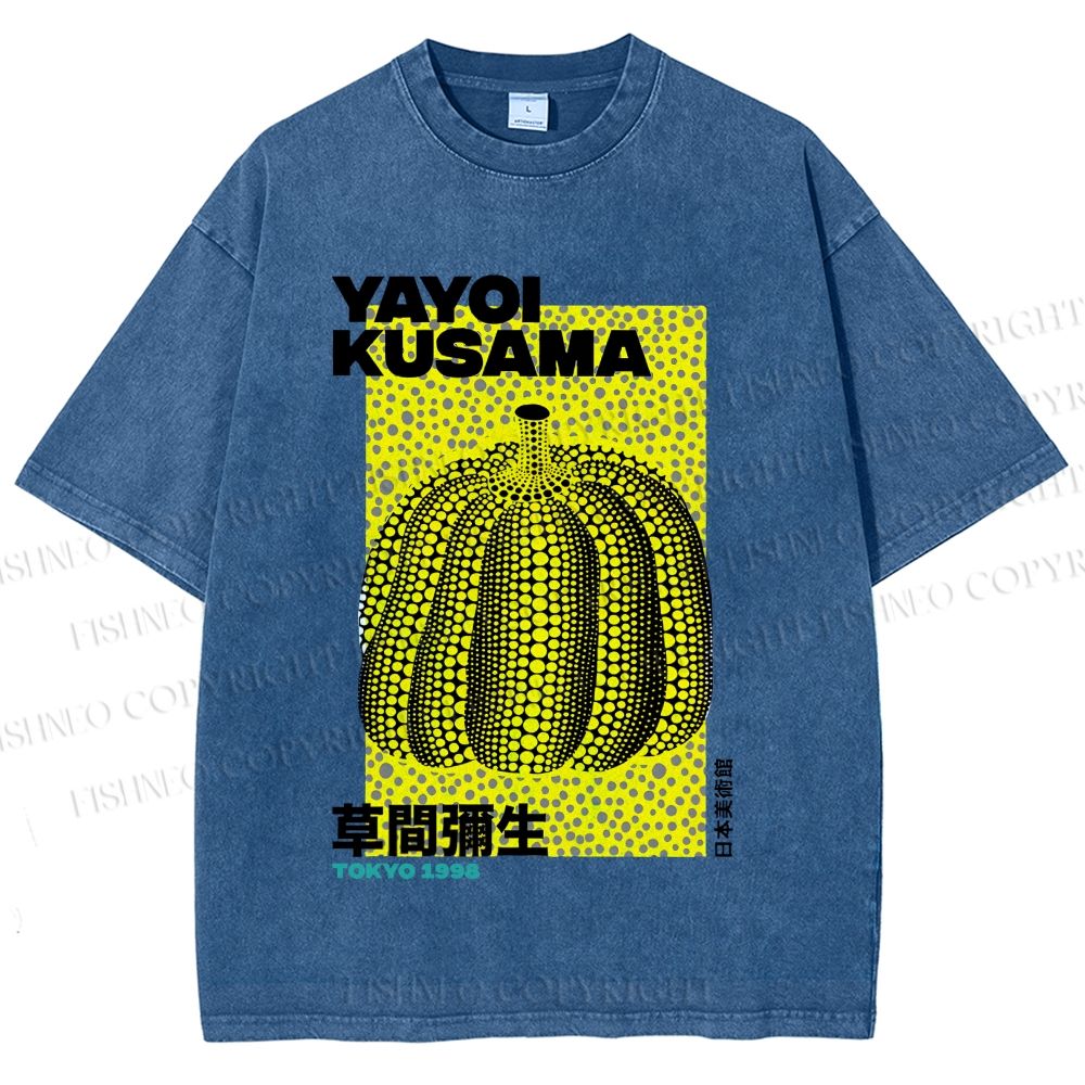 Unisex Yayoi Kusama Pumpkin Printed Washed Tee