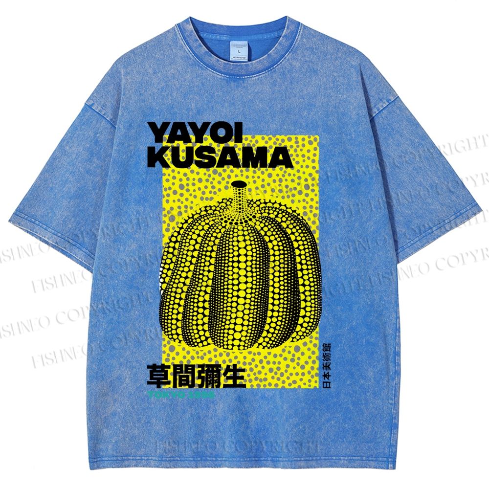 Unisex Yayoi Kusama Pumpkin Printed Washed Tee