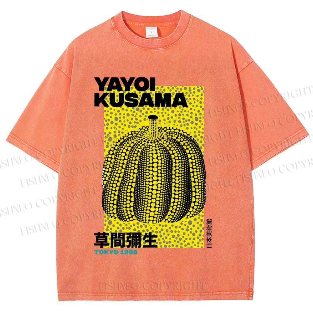 Unisex Yayoi Kusama Pumpkin Printed Washed Tee