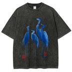 Unisex Flocks Of Great Blue Herons Printed Washed Tee