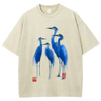Unisex Flocks Of Great Blue Herons Printed Washed Tee