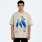 Unisex Flocks Of Great Blue Herons Printed Washed Tee