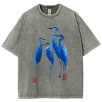 Unisex Flocks Of Great Blue Herons Printed Washed Tee