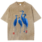 Unisex Flocks Of Great Blue Herons Printed Washed Tee