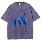 Unisex Flocks Of Great Blue Herons Printed Washed Tee