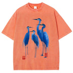 Unisex Flocks Of Great Blue Herons Printed Washed Tee
