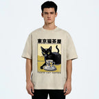Fishneo Japanese Cat Cafe Washed T-Shirt