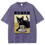 Fishneo Japanese Cat Cafe Washed T-Shirt