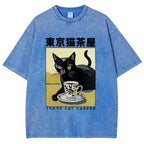 Fishneo Japanese Cat Cafe Washed T-Shirt