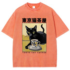 Fishneo Japanese Cat Cafe Washed T-Shirt
