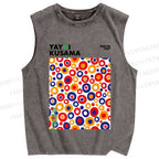 Unisex Yayoi Kusama Multicolor Dots Printed Washed Tank Top