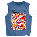 Unisex Yayoi Kusama Multicolor Dots Printed Washed Tank Top