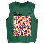 Unisex Yayoi Kusama Multicolor Dots Printed Washed Tank Top