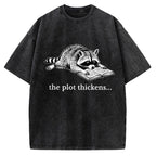 Unisex Bookish Raccoon Printed Washed Tee