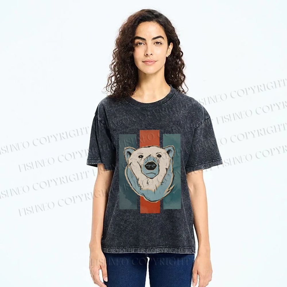 Unisex Fuzzy Bear Printed Washed Tee
