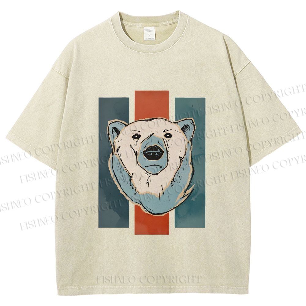Unisex Fuzzy Bear Printed Washed Tee