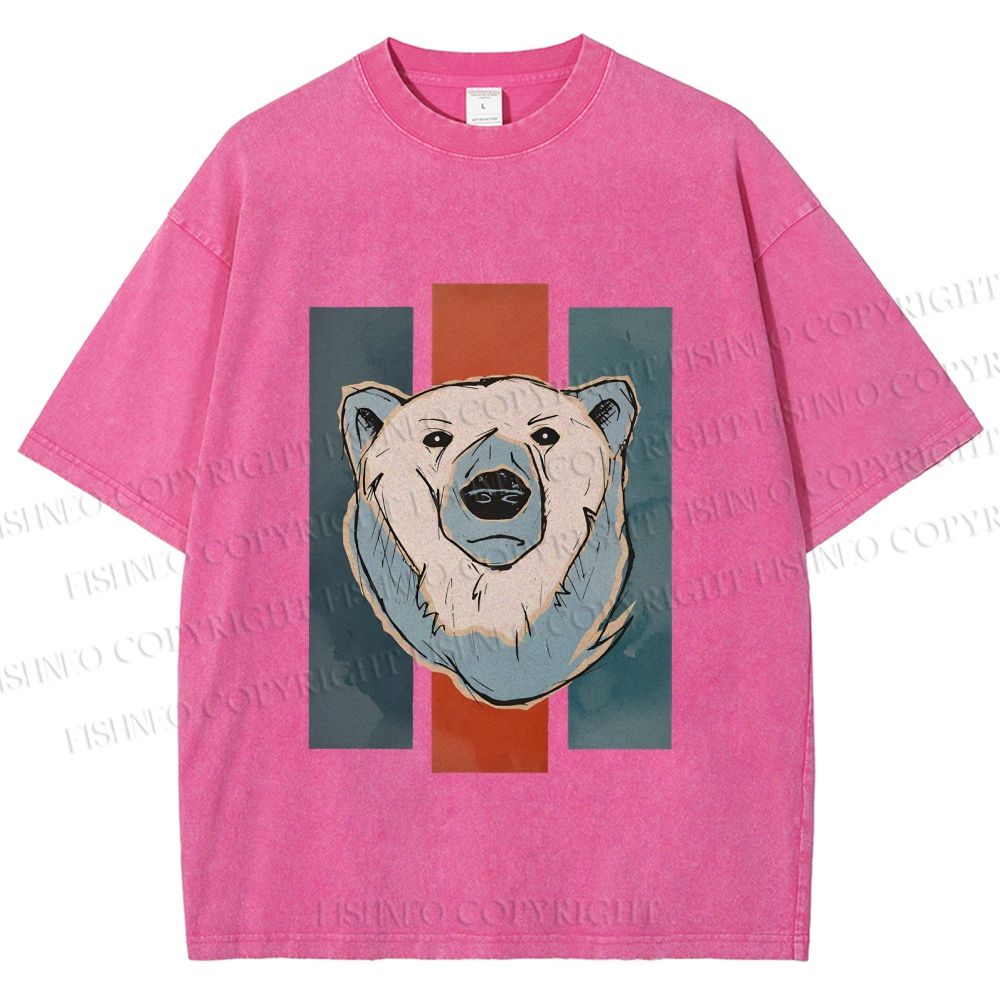Unisex Fuzzy Bear Printed Washed Tee