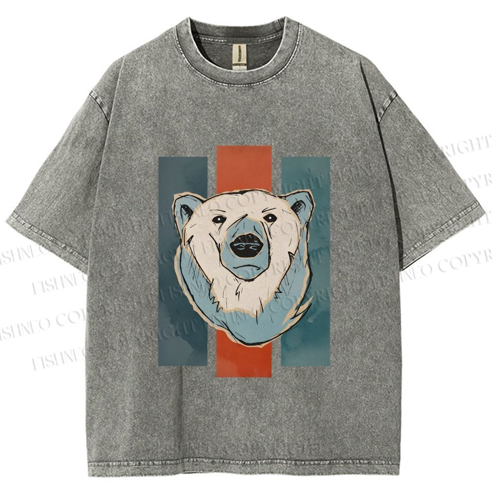 Unisex Fuzzy Bear Printed Washed Tee