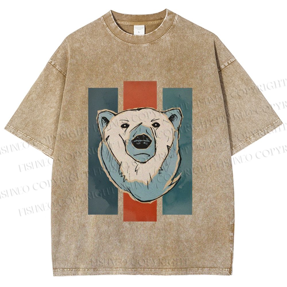 Unisex Fuzzy Bear Printed Washed Tee