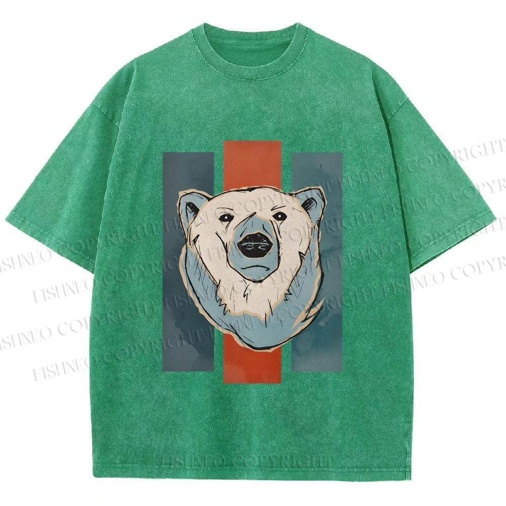 Unisex Fuzzy Bear Printed Washed Tee