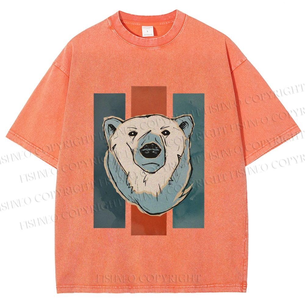 Unisex Fuzzy Bear Printed Washed Tee