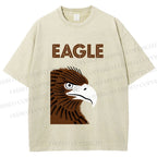 Unisex Brown Eagle Printed Washed Tee