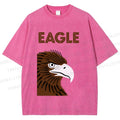 Unisex Brown Eagle Printed Washed Tee