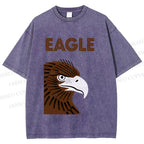 Unisex Brown Eagle Printed Washed Tee