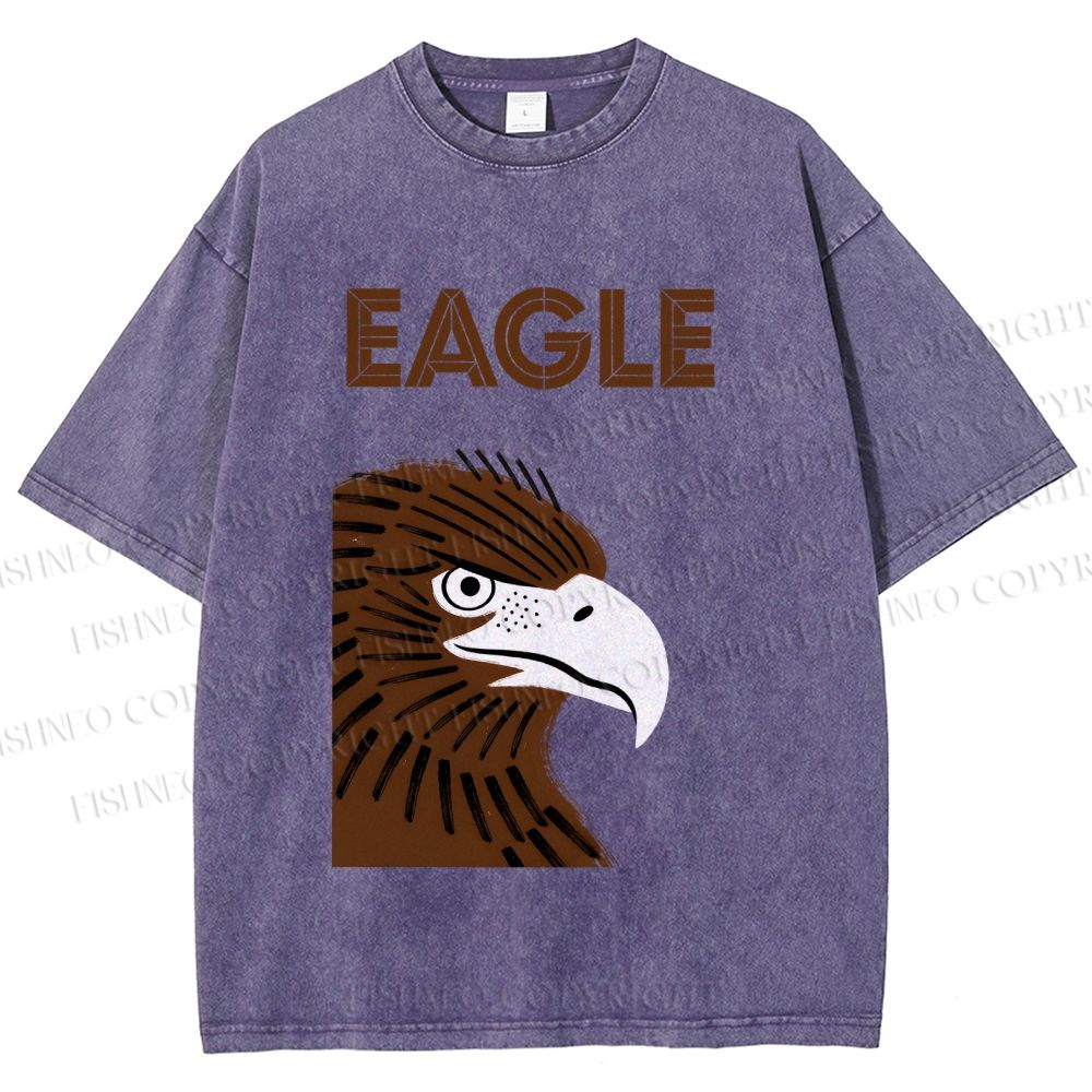 Unisex Brown Eagle Printed Washed Tee