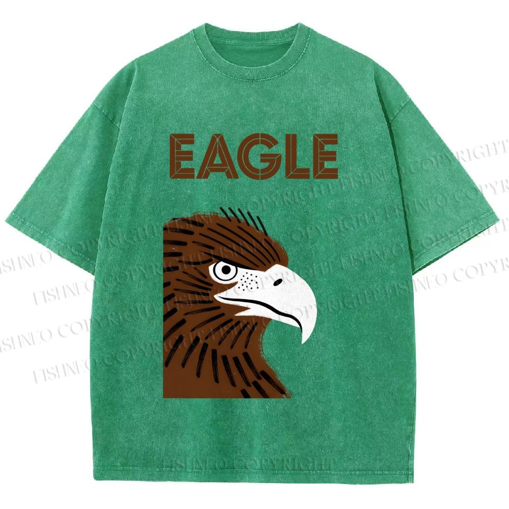 Unisex Brown Eagle Printed Washed Tee